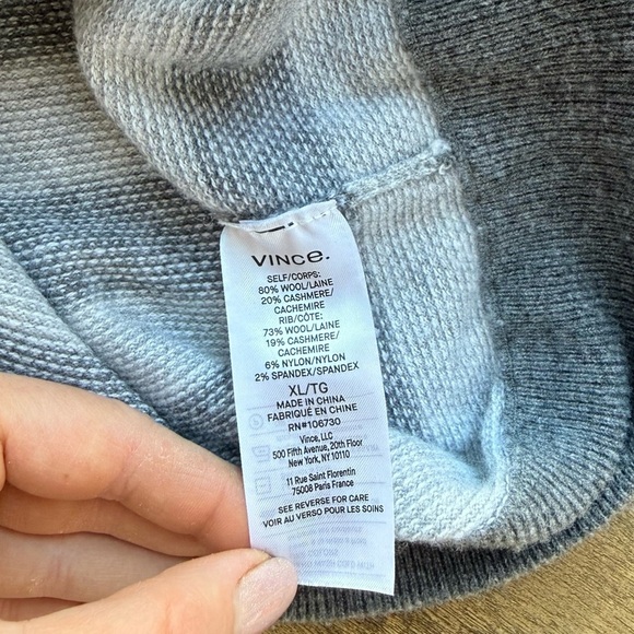 VINCE Mens Grey Striped Wool Blend Sweater Size XL - Picture 5 of 6